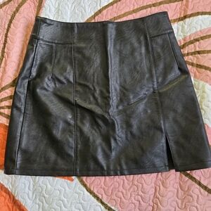 Topshop Dark Leather Mini Skirt